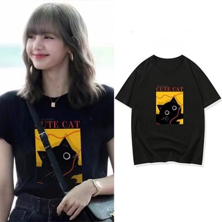 【PAN】LISA blackpink เสื้อแฟชั่นสตรีแขนสั้นสไตล์เกาหลี tee shirt crop tops 短袖 สาวอวบ plus size