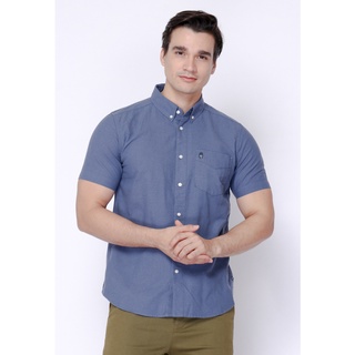 Skelly เสื้อเชิ้ตผู้ชาย แขนสั้น สีกรมท่า Guardian Hiro Oxford SS T6 Navy