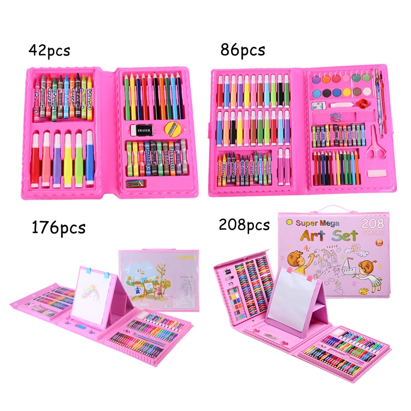 In Stock42-208PCS Kids Art Painting Set Toy Watercolor Pen Crayon ...