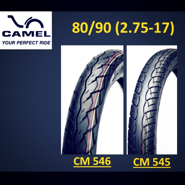 ยางนอก CAMEL เบอร์ 80/90(2.75-17) ราคามีทั้งรับยางใน และไม่รับยางใน