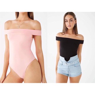 Forever21 Bodysuit  เสื้อ บอดี้สูท ปาดไหล่ ในตัว มีสีชมพูอ่อน, สีดำ