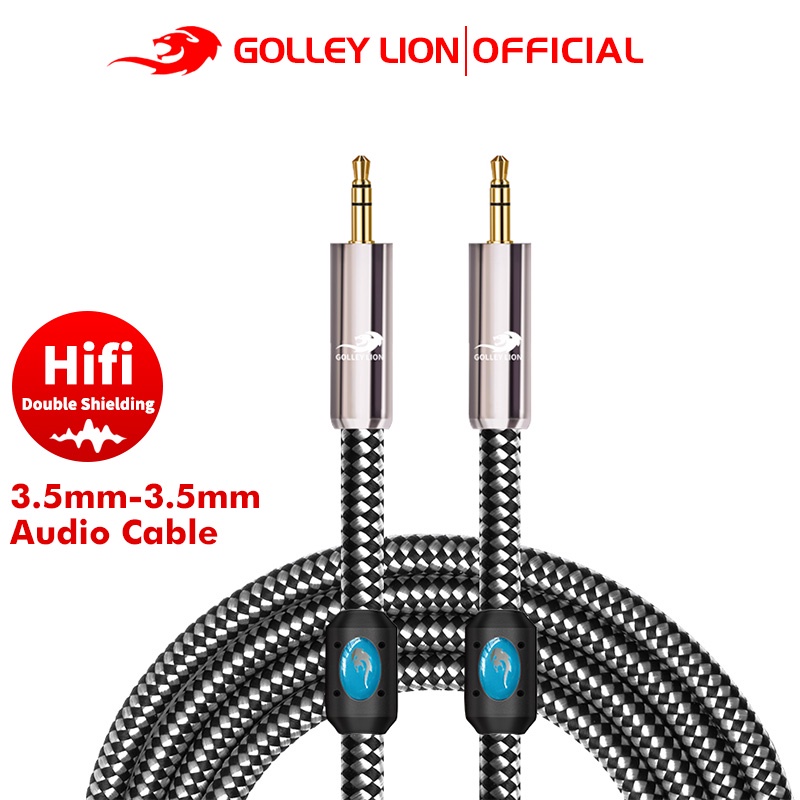 Golley Lion สายเคเบิ้ลแจ็ค 3.5มม.AUX Male To Male สําหรับหูฟังลําโพงโทรศัพท์มือถือรถยนต์ 1ม. 2ม.3ม.5ม.8ม.10ม.12ม.15ม.20ม.