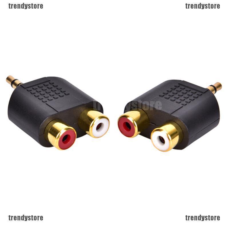 อะแดปเตอร์แจ็ค 3.5 มม. เป็น 2 RCA Twin Phono Y Splitter สเตอริโอ ตัวผู้ เป็น 2 x