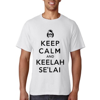 คอลูกเรือเสื้อยืด พิมพ์ลาย Keep Calm And Keelah Selai M Effect Lycra สําหรับผู้ชายS-5XL