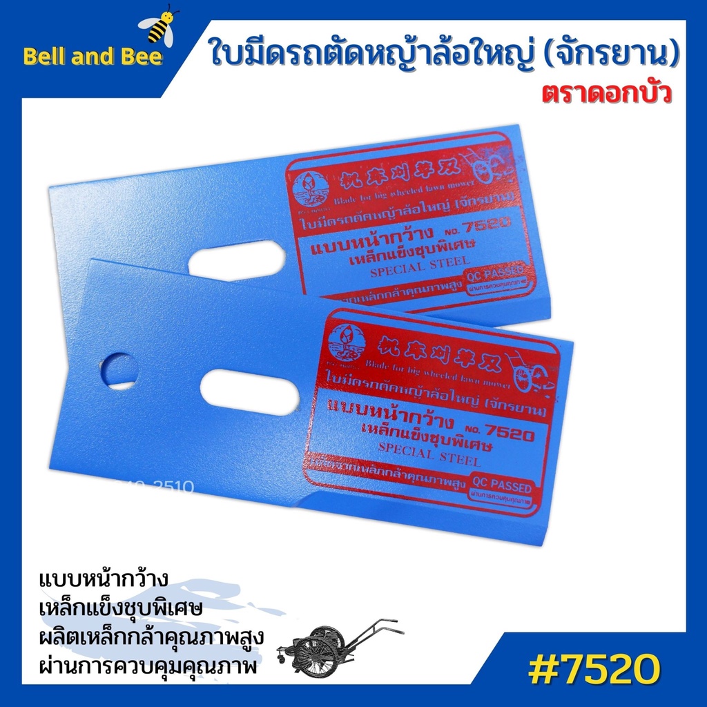 ใบมีดตัดหญ้าล้อจักรยาน NO.7520 ตราดอกบัว (2ใบ/ชุด)ใบมีดหน้ากว้าง ชุบแข็งพิเศษ