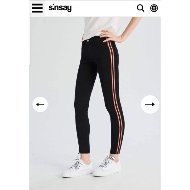 Sinsay กางเกงยีนส์สกินนี่ สีดำ