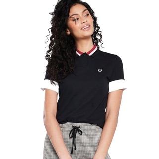 Fred Perry Bold Tipped Pique Women Polo Shirt in Black