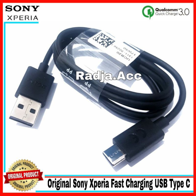 สายเคเบิลข้อมูล Sony USB C ดั้งเดิม 100% ชาร์จเร็ว USB Type C