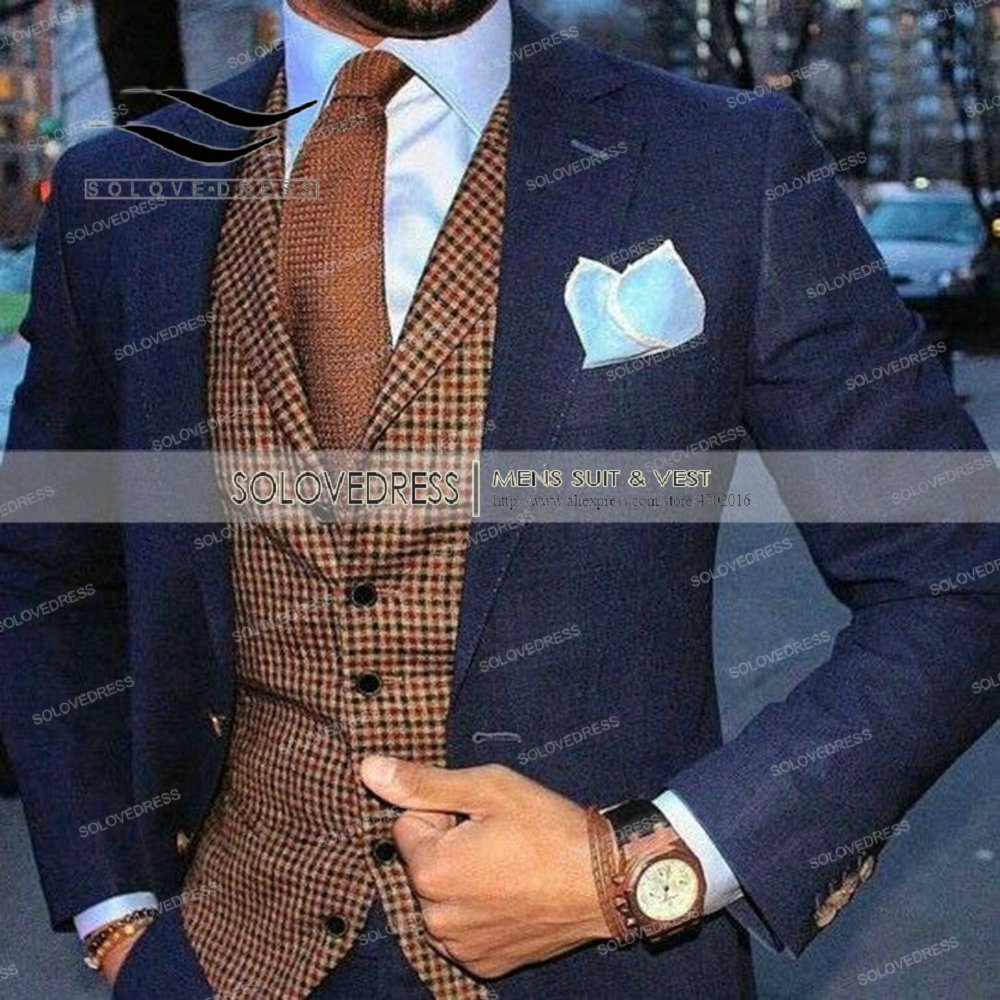 Mens Suit Vest Lapel V Neck Wool Wool Plaid Casual Formal Business Vest Waistcoat Groomman For Wedding Green/Brown/Grey/ #4