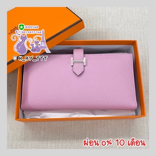 H ermes BEARN WALLET IN EPSOM  กระเป๋าสตางค์ใบยาว  สีเทา ดำ น้ำตาล  อุปกรณ์ครบ ของแท้