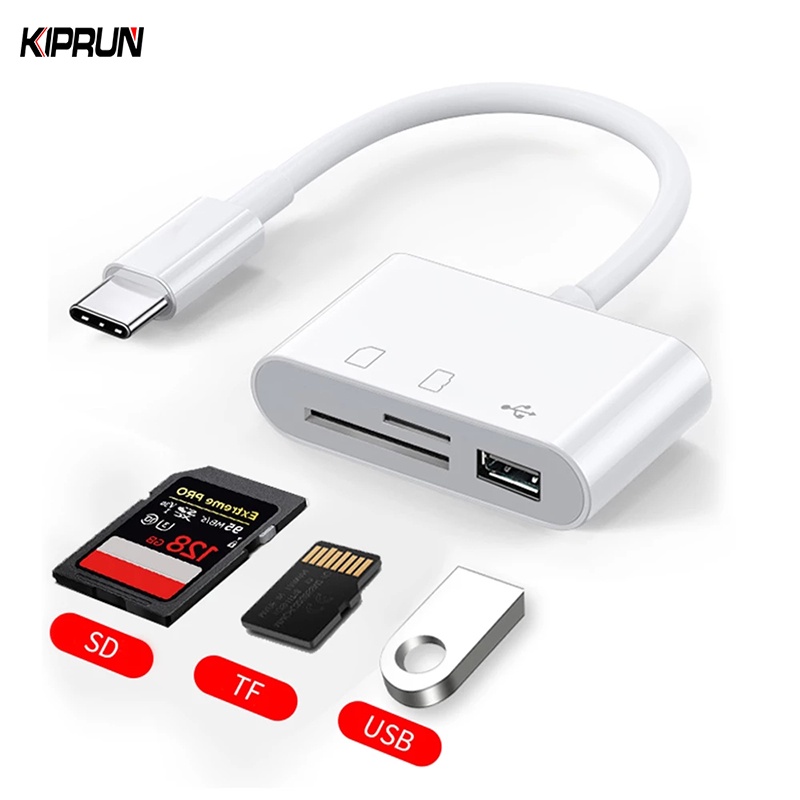 Kiprun อะแดปเตอร์การ์ดรีดเดอร์ Type-C TF CF SD OTG USB-C สําหรับ IPad Pro Huawei Macbook USB Type C
