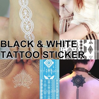 แทททูสีขาวกับสีดำ BLACK AND WHITE Tattoo Sticker