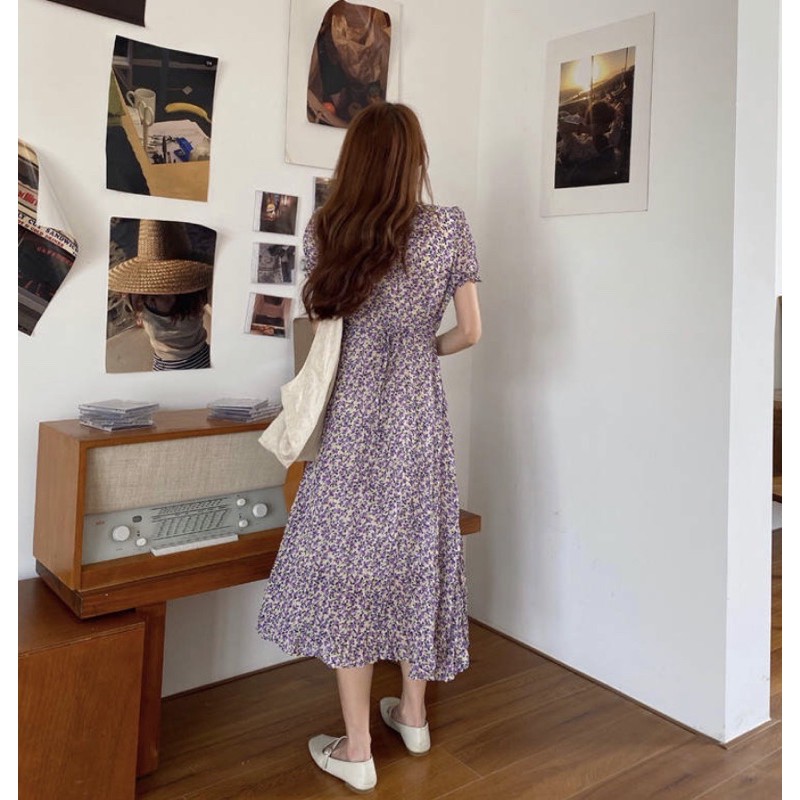 [2690] เดสสยาวกระดุมหน้าลายดอกไม้ - รูปที่ 3