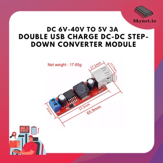 DC 6V-40V To 5V 3A Double USB Charge DC-DC Step-down Converter Module