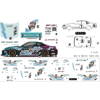 ดีคอล Zero Max หมึกรองขาว ติดชิ้นงานได้ทุกสี ติดรถHot Wheels /Majorette 1:64 Decal  water slide