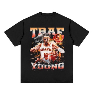 เสื้อยืดโอเวอร์ไซส์[Yootaaa] เสื้อยืดแขนสั้น ผ้าฝ้าย ทรงหลวม ลายคลื่น NBA แนวสตรีท ฮิปฮอป ใส่สบาย 2022S-3XL