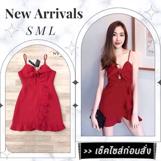 🧧จัดส่งฟรี🧧ชุดเดรสสั้น มินิเดรส dress เดรสสั้นสายเดี่ยว เดรสสีแดง กระโปรงระบาย ชุดเดรสสั้นเซ็กซี่ ชุดเดรสแซ่บๆ เดรสผูกอก