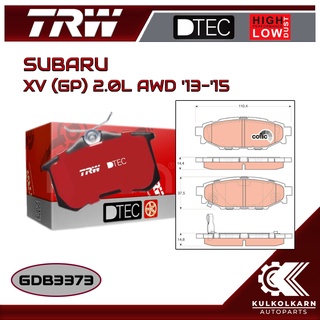 ผ้าเบรคหลัง TRW สำหรับ SUBARU XV (GP) 2.0L AWD 13-15 (GDB3373)