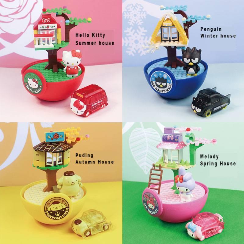 Sanrio Hello Kitty Hello Kitty House Of Four Seasons เข้ากันได้กับตัวต่อเลโก้ บล็อคตัวต่อปริศนาของเล่นสําหรับเด็กผู้หญิง