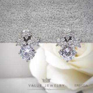 Value Jewelry ER0123 กว้าง1.5cmยาว2cm เครื่องประดับเพชรCZ เกรดพรีเมี่ยม ไม่ลอก ไม่ดำ ไม่แพ้ ไม่คัน ต่างหูแฟชั่น ออกงาน ท