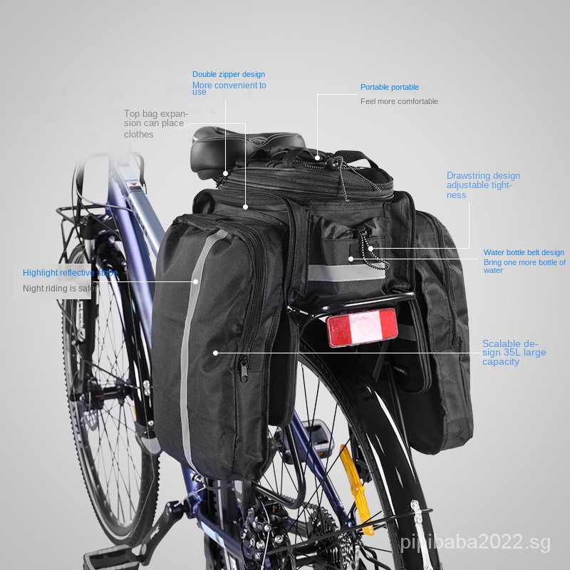 Bike Rear Seat Bag Rack Trunk Basket Pannier Bag Cycling Luggage Handbag Z0U8