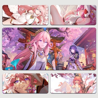 Yae Miko Mouse Pad Shenhe Raiden Shogun Genshin Impact New Style Gaming Zhongli Keqing Ganyu Desk Pad Hutao Keyboard Kamisato Ayaka Kazuha Computer Xiao Yoimiya Cool Collection Gift Student Ice Fire Thunder Wind Water Waterproof Fox God