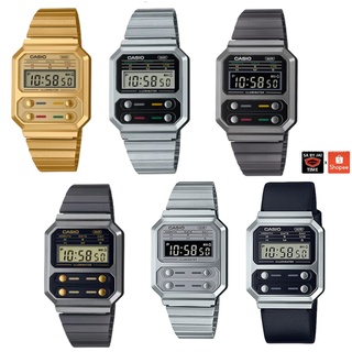 Casio Vintage  นาฬิกาข้อมือผู้ชาย/ผู้หญิง รุ่น A100WE A100 A100WEGG แท้ประกันศูนย์ไทย 1 ปี