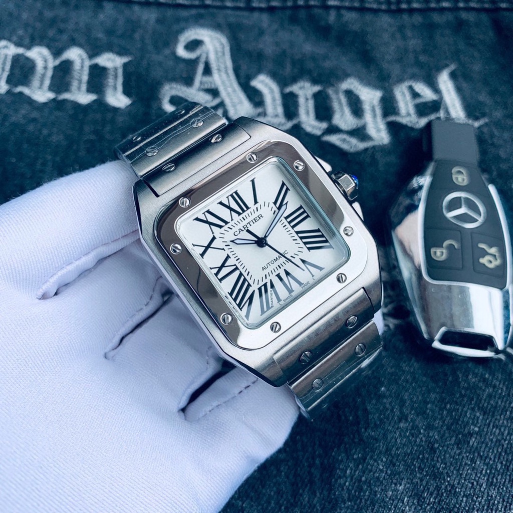 ค.า.ร์.เ.ที.ย.ร์ คาร์เทียร์Classic Santos Men's Watches นาฬิกาข้อมือสำหรับธุรกิจ นาฬิกาบูติก