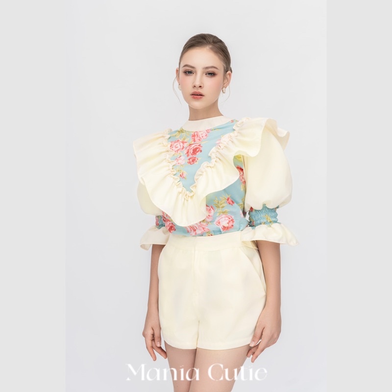 ชุดแคทเธอรีนวินเทจสุดหรูสีเหลืองพาสเทล Mania Cutie znowcutie