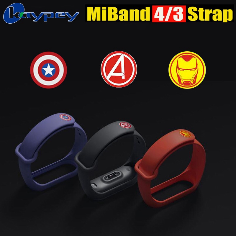 Mi Band 6 5 สายคล้องคอซิลิโคนสําหรับ Xiaomi Mi Band 4 3 สร้อยข้อมืออุปกรณ์เสริม Avengers สร้อยข้อมือ