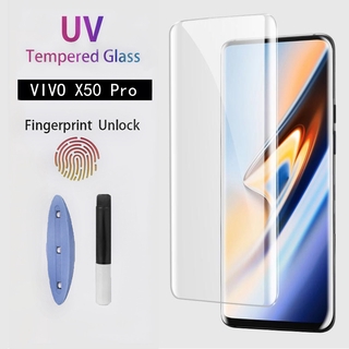 กาวเต็มจอ ฟิล์ม กระจกนิรภัย UV กระจกนิรภัย VIVO Y78+ V29 Lite V27 V25 Pro X90 Pro+ X80 X70 X60 X50 Pro