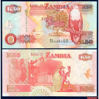 ธนบัตรประเทศ แซมเบีย ZAMBIA ราคา 50 ควาชา รุ่นปี 2008 P-37 ของแท้ สภาพใหม่เอี่ยม 100% UNC สำหรับสะสมและที่ระลึก