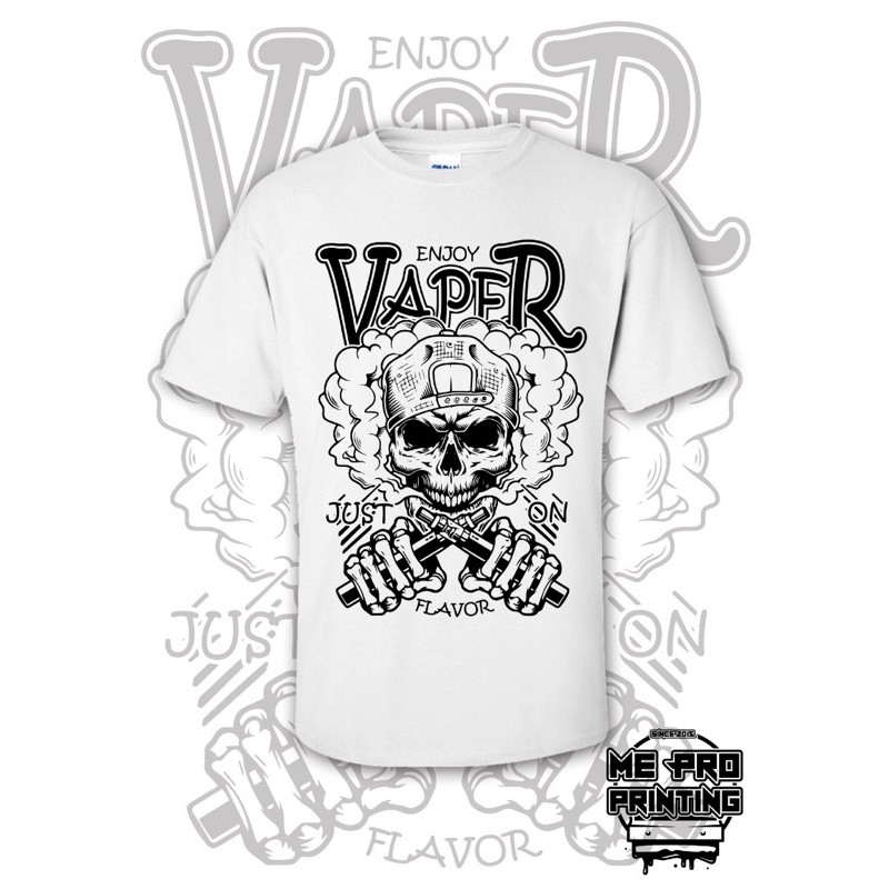VAPER SKULL DESIGN เสื้อยืดพรีเมี่ยมผ้าฝ้าย