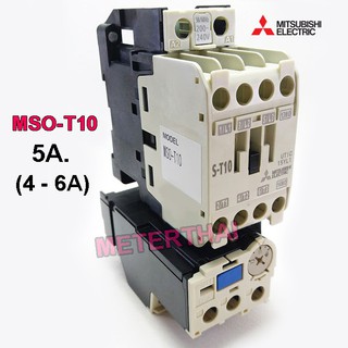 MITSUBISHI รุ่น MSO-T10 5A (4-6A).ชุดแมกเนติก + โอเวอร์โหลดรีเลย์ 220V