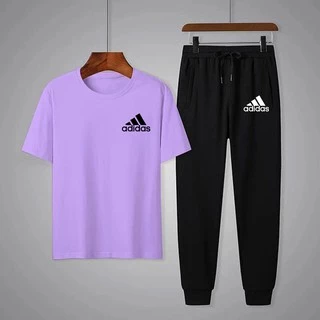 ** BK303+KU303**ชุดเซ็ตเสื้อยืดแขนสั้นสกรีนลาย+กางเกงขาจั๊มทรงออกกำลังกาย ชุดปลายเวท ใส่ได้ทั้งหญิงและชาย*ปลีก-ส่ง*