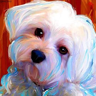 2020 ภาพวาดปักเพชร รูปลูกสุนัขน่ารัก แฮนด์เมด DIY