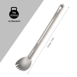 TOMSHOO Titanium Long Handle Spork Outdoor Portable Matte Finish Dinner Spork Cutlery Camping Backpacking Picnic