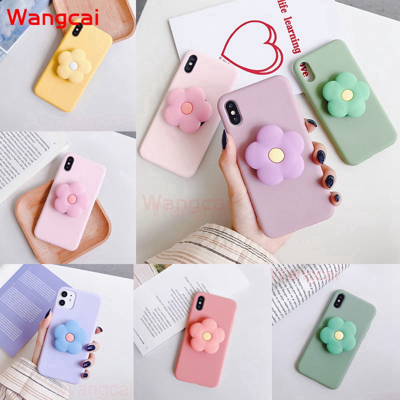 OPPO A92s Ace2 A52 A92 A72 Find X2 Pro Case Flower Holder Stand Kickstand Finger Ring Cute Floral Silicone Soft TPU Case Cover