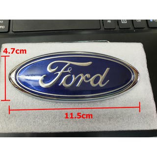 ป้ายโลโก้ FORD พลาสติก ตัวหนังสือสีโครเมี่ยม พื้นสีน้ำงิน ขอบโครเมี่ยม ขนาด 11.5X4.7 cm ติดตั้งด้วยเทปกาวสองหน้าด้านหลัง