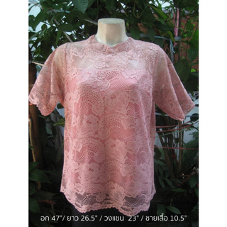 NNandNN Shop 3 0023 เสื้อลูกไม้คอจีน แขนกระบอก หลายสี 5XL 48