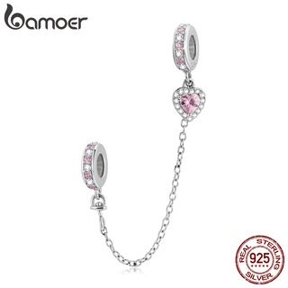 BAMOER sterling silver 925 Beads Love shape charm with Silicone fashion gifts for diy bracelet accessories SCC2125