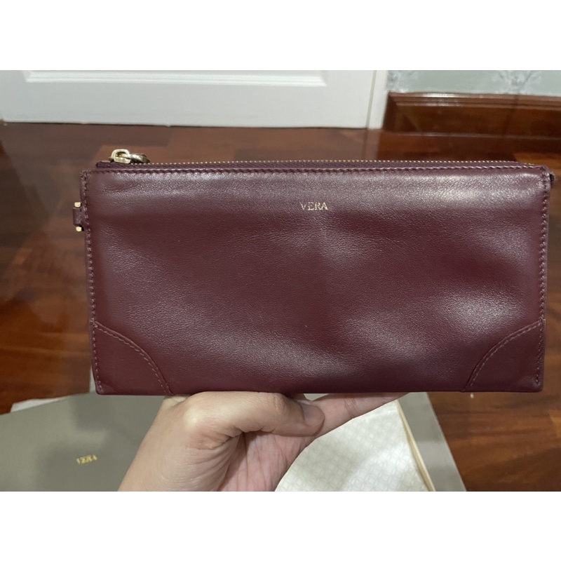 Veraparis wallet กระเป๋าสตางค์ สีแดงเบอกันดี