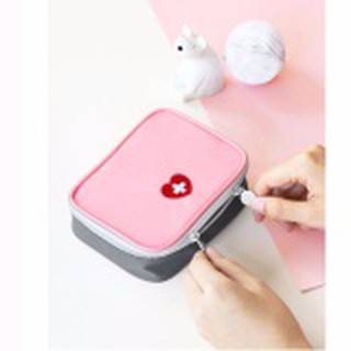 GizGift กระเป๋ายา กระเป๋าใส่ยาจัดระเบียบ และเครื่องสำอางค์จำเป็นต่างๆ สีชมพู