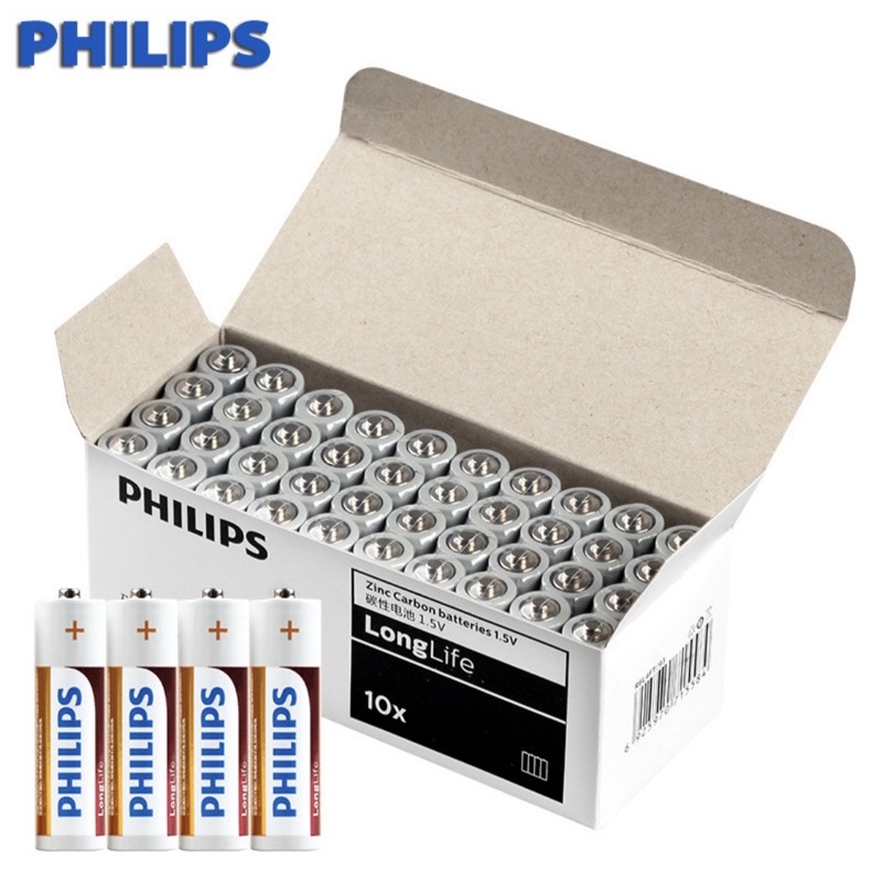 [โปรโมชั่นลดราคา]ถ่าน Philips LongLife AAหรือAAA 1.5V (1กล่องบรรจุ40ก้อน)New Package