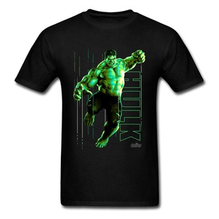 เสื้อยืดNbf3f23r97r เสื้อยืดผ้าฝ้าย พิมพ์ลายซุปเปอร์ฮีโร่ Marvel s The Incredible Glow Hulk สีดํา คุณภาพดี สําหรับผู้ชาย