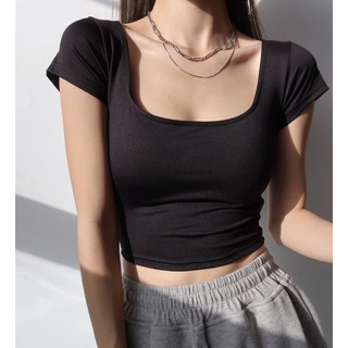 CROPTEE CROPTOP (FMS-03) BAJU KOREA WANITA BAHAN SPANDEK PREMIUM