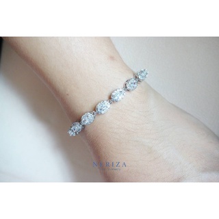 Neriza Jewelry/ข้อมือเพชรสังเคราะห์ประกายไฟเทียบเท่าเพชรแท้ เครื่องประดับออกงาน เจ้าสาว จัดส่งฟรีพร้อมกล่อง NB028