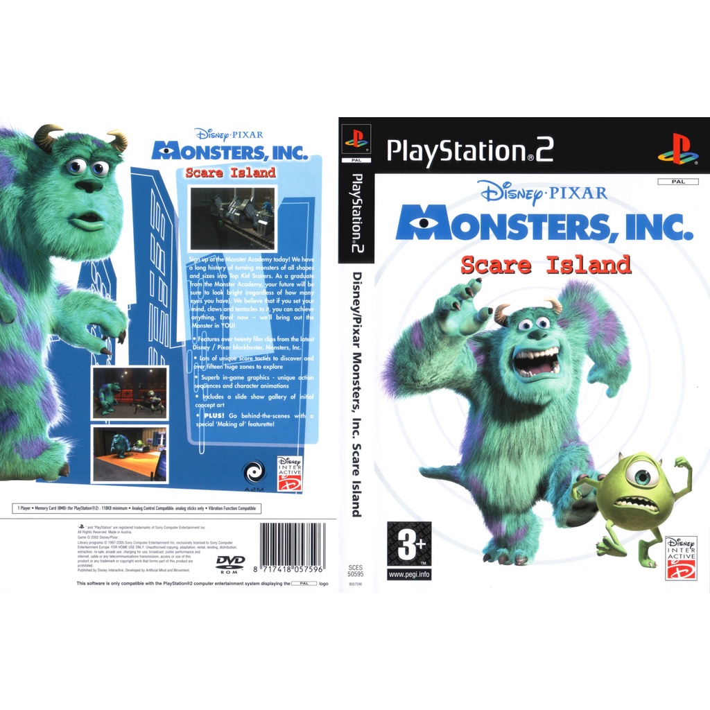 แผ่นเกมส์ PS2 Disney-Pixar Monsters, Inc.   คุณภาพ ส่งไว (DVD)
