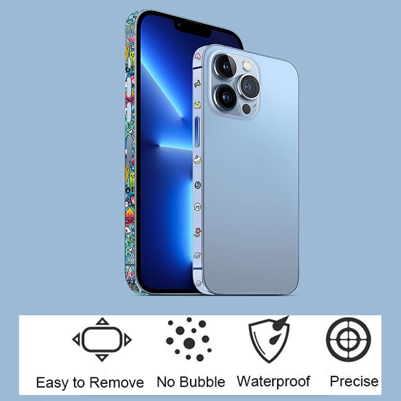 สีสันด ้ านข ้ างผิวสําหรับiPhone 14 13 15 16 17 Pro Maxรูปลอกผิวกรอบป ้ องกันหน ้ าจอ3M Nebulaขอบฟิล ์ มสติกเกอร ์ ป ้ องกัน ราคา ถูกที่สุด ดีลบีเคเค แกลเลอรีภาพที่ 2