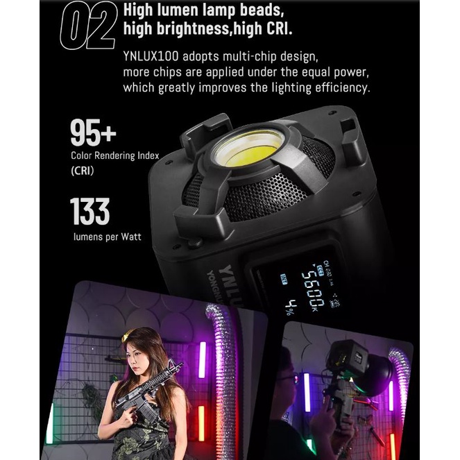 จัดส่งด่วน 4 ชั่วโมง Yongnuo YNLUX100 Kit ไฟสตูดิโอรุ่นใหม่ล่าสุด LED COB 100W 3200K-5600K แถมฟรี Reflector ราคา ถูกที่สุด ดีลบีเคเค แกลเลอรีภาพที่ 6